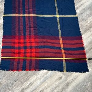 Plaid Navy and Red Blanket Scarf